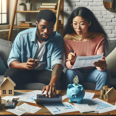  A couple working on their home budget in preparation for recession