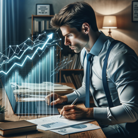 A man working in traction mode, using  Indistractable framework to gain his growing productivity.  This symbolizes grow in productivity, importance of time management and distraction free work, that leads to deep focus 