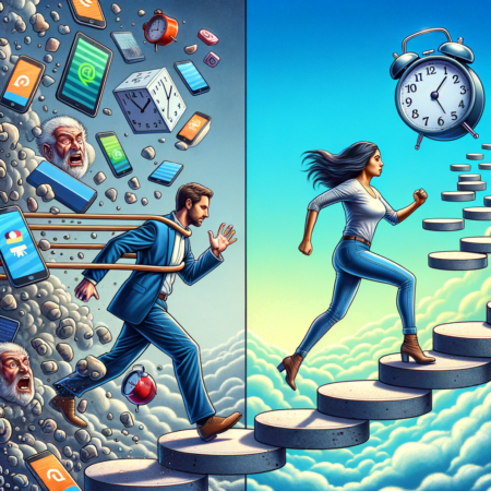 Image symbolising traction and distraction from Indistractable framework. Depicts the opposite nature of both, where traction gets you closer to your goals and distraction pulls you away.