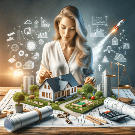 A person holding a blueprint, carefully planning and designing their ideal life. This image represents the importance of having a clear vision for your future and developing a plan to achieve it. Claiming Ownership of Your Life's Direction and set goals like CEO