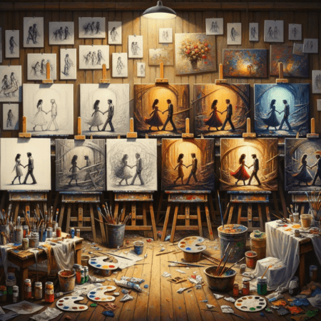 evolution of a painting as a representation of the messy and variable process of creation. so focus on process embrace imperfections and persist until you are happy