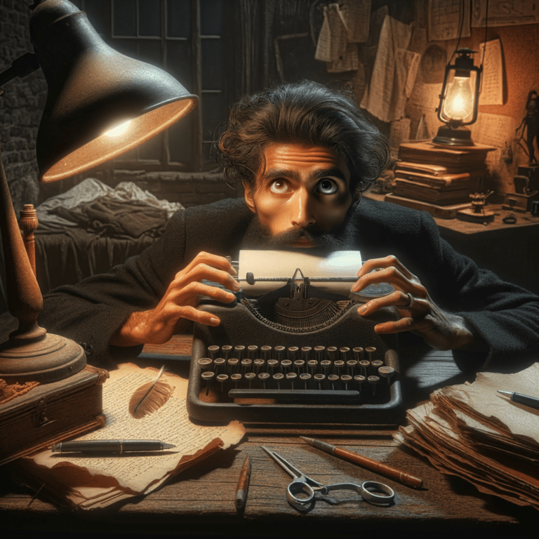 representation of a writer who ran out of ideas, and is stuck with his creative flow