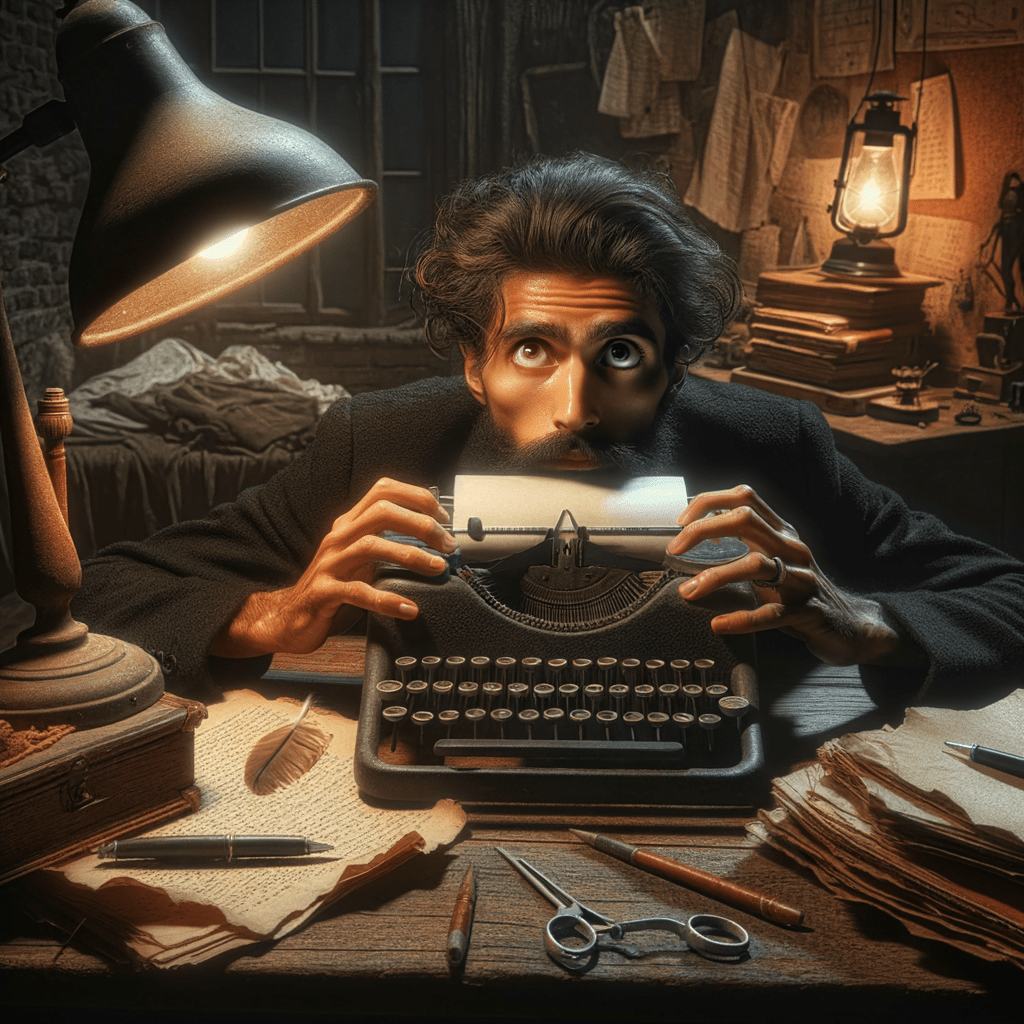 representation of a writer who ran out of ideas, and is stuck with his creative flow