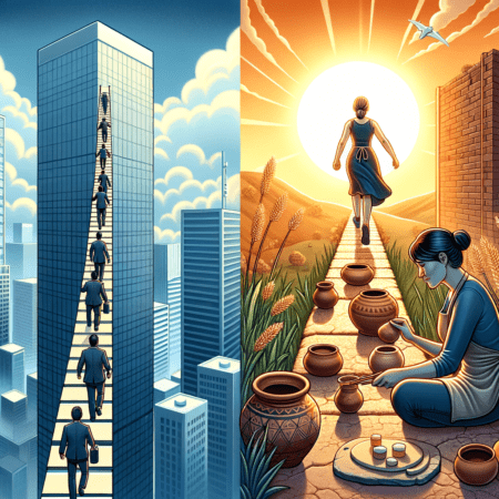 choose your career path, either follow corporate ladder or entrepreneurial path, symbolic represnetation