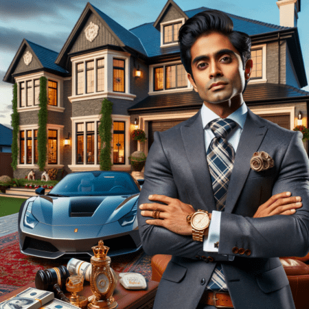 representation of lavish live thanks to financial freedom; symbolically reach man