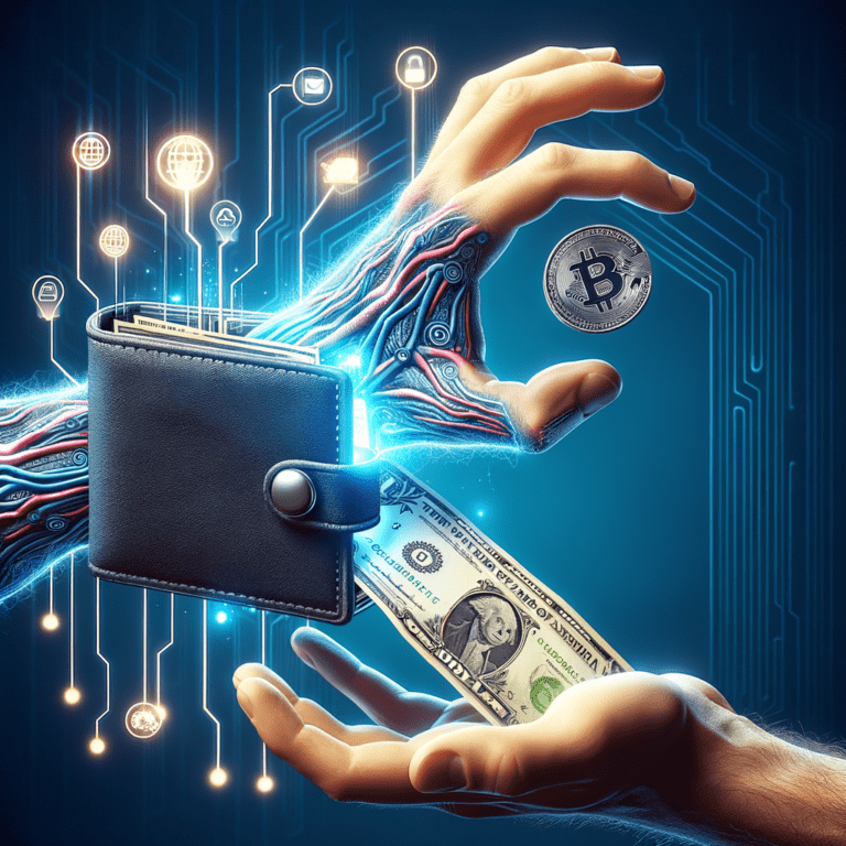symbolic representation of modern slavery with CBDCs, depicted by digital hand not able to reach a physical money, cash, symbolizing lack of privacy and control
